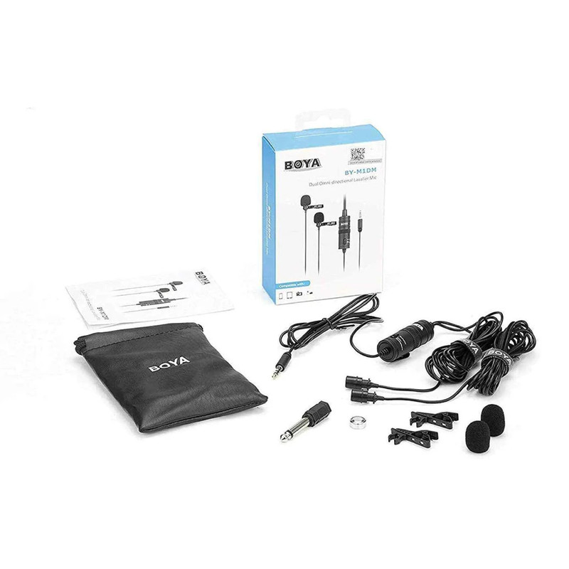 Boya BY-M1DM Dual-mic Lavalier Microphone - ميكروفون